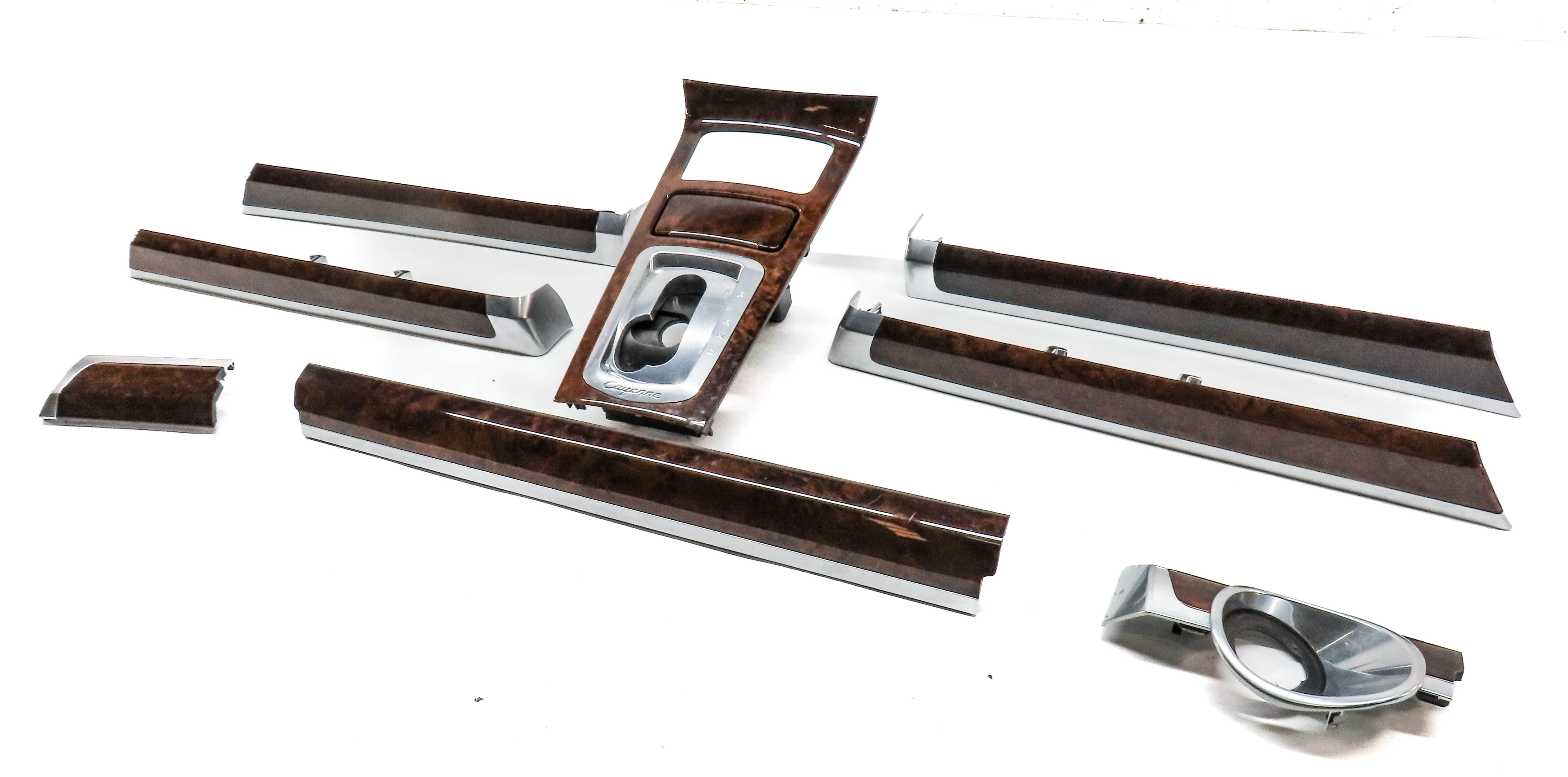 2011 PORSCHE CAYENNE HYBRID 958 FRONT REAR DOOR DASH CONSOLE TRIM SET (Walnut) — exact item pictured